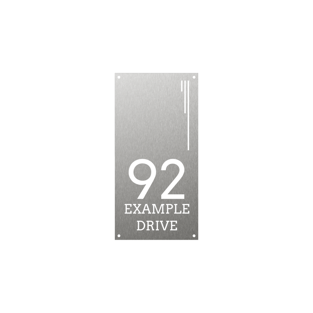 Elegant Vertical Rectangular metal steel house number with modern lines and modern design minimalistic